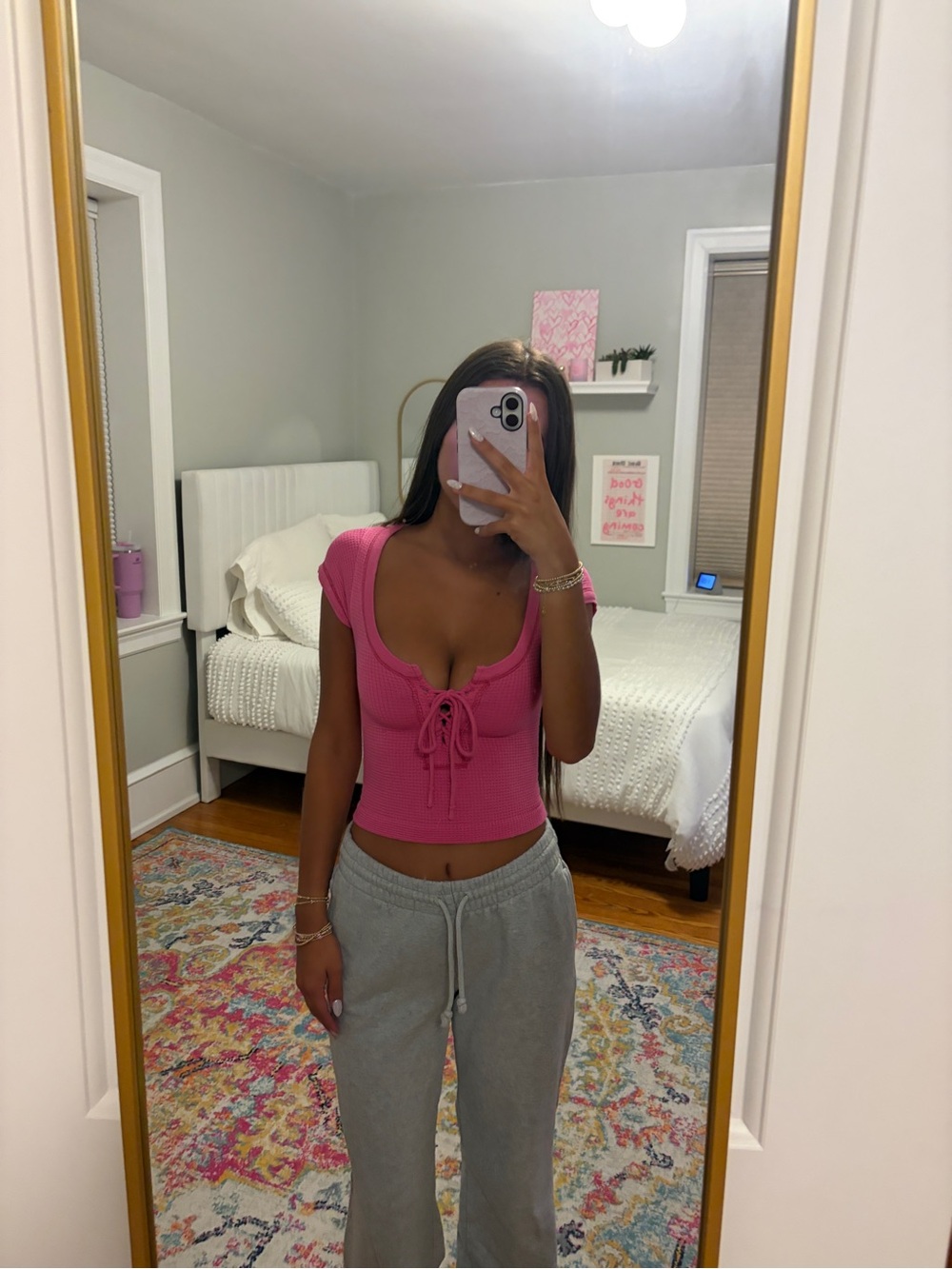 Out from under waffle knit tie top
